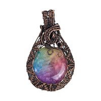 Rainbow Solar Quartz Pendant: Handmade Copper Wire Wrapped Jewelry