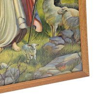 Vintage Good Shepherd Print: Jesus with Lamb Framed Religious Art