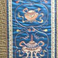 Vintage Chinese Silk Embroidery: Framed Auspicious Symbols