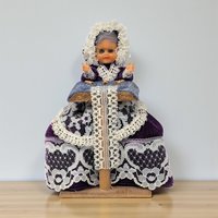 Vintage Handmade Grandma Doll: Folk Art Knitting Figurine
