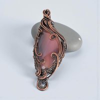 Copper Wire Wrapped Montana Agate Pendant: Handmade Artisan Gemstone Jewelry