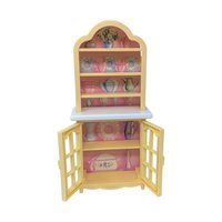 1990 Mattel Barbie Dollhouse Dining Room Set: Kitchen Table Chairs & China Hutch