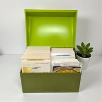 Vintage 1970 Betty Crocker Recipe Library: Green Plastic Box with Card Set