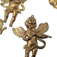 Vintage Gold Cherub Ornaments: Set of 11 Musical Angel Decorations