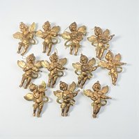 Vintage Gold Cherub Ornaments: Set of 11 Musical Angel Decorations