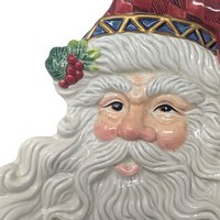 Vintage Fitz and Floyd Santa Face Plate: Ceramic Christmas Cookie Platter