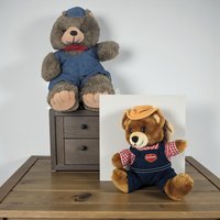 Vintage 1985 Teddy Bear Choice: Dakin Del Monte or America Wego Denim Toy