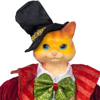 Vintage 1990s Dapper Cat Shelf Sitter: Anthropomorphic Holiday Decor