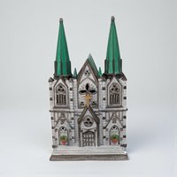 Vintage 1987 The Cathedral Lighted Building: Dept 56 Christmas in the City Village Decor