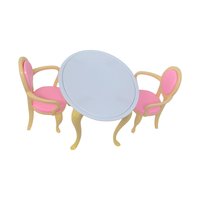 1990 Mattel Barbie Dollhouse Dining Room Set: Kitchen Table Chairs & China Hutch