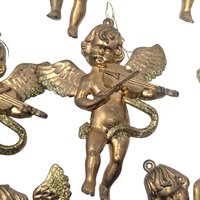 Vintage Gold Cherub Ornaments: Set of 11 Musical Angel Decorations