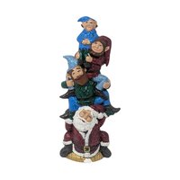 Vintage Ceramic Santa and Gnome Stack: Handpainted Christmas Totem Figurine