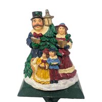 Vintage Village Carolers Family Stocking Holder: Resin Victorian Christmas Mantle Decor