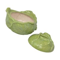 Vintage Ceramic Cabbage Bowl: Holland Mold Green Covered Dish