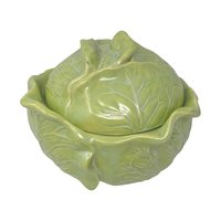 Vintage Ceramic Cabbage Bowl: Holland Mold Green Covered Dish