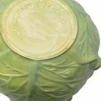 Vintage Ceramic Cabbage Bowl: Holland Mold Green Covered Dish