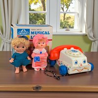 Vintage Fisher Price & Doll Collection: Chatter Phone, Musical Loco, Betsy Ross