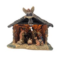 Vintage Resin Light Up Nativity Scene: One Piece Creche Religious Holiday Decor