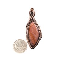 Handmade Tan Agate Copper Wire Wrapped Pendant: Antiqued Jewelry Focal