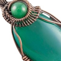 Green Onyx Copper Pendant: Handmade Wire Wrapped Oval Gemstone