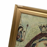 Vintage Jacques Sefop Padded Tapestry: Virgin Mary & Child Framed Religious Art