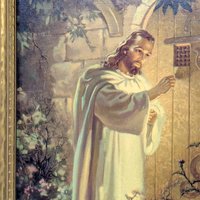 Vintage 1942 Jesus at the Door Lithograph: Warner Sallman Kriebel & Bates Framed Art