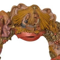 Vintage Nativity Wreath: Ceramic Handpainted Christmas Wall Decor