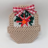 Vintage Handmade Plastic Canvas Ornaments: Needlepoint Christmas Decor Set