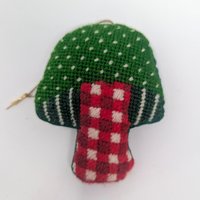 Vintage Handmade Needlepoint Ornament Set: Cross Stitch Christmas Decor