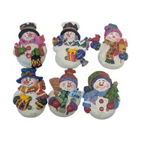 Vintage 2005 MSR Snowman Magnet Set: Holiday Resin Refrigerator Decor