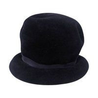 Vintage Dark Blue Wool Felt Cloche Hat: Firenze