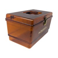 Vintage Amber Plastic Sewing Box: Floral Storage Case