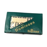 Vintage Supreme Double Nine Dominoes Set: Complete 55 Tile Game Green Vinyl Case