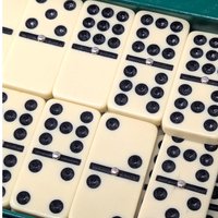 Vintage Supreme Double Nine Dominoes Set: Complete 55 Tile Game Green Vinyl Case