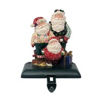 Vintage Resin Cast Iron Stocking Holder: Whimsical Trio of Santas