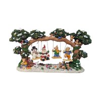 Vintage Resin Christmas Swing Figure: Santa Snowman Teddy Bear