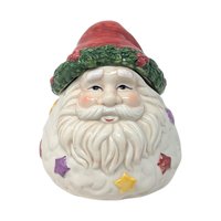 Vintage 2000 Ceramic Mini Santa Head Jar: Enesco Holiday Trinket Dish