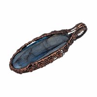 Handmade Blue Labradorite Copper Wire Wrapped Pendant: Antiqued Wire Weave Gemstone Jewelry Focal