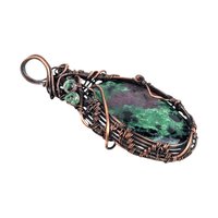 Handmade Ruby Fuchsite Copper Wire Wrapped Pendant: Antiqued Wire Weave Gemstone Jewelry