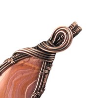 Handmade Tan Agate Copper Wire Wrapped Pendant: Antiqued Jewelry Focal