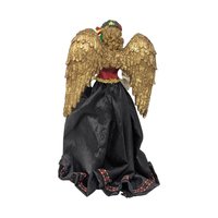 Vintage Folklore Angel Christmas Tree Topper: Gold Wing Peasant Dress