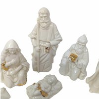 Vintage Porcelain Nativity Set: 8 Piece Christmas Scene
