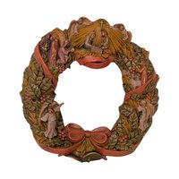 Vintage Nativity Wreath: Ceramic Handpainted Christmas Wall Decor