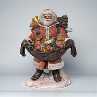 Vintage Hand Painted Ceramic Santa Figurine: Old World with Toy Bag