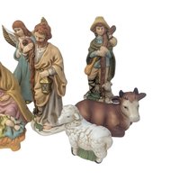Vintage 11 Piece Hand Painted Ceramic Nativity Set: Herald Christmas Collection