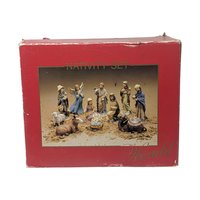 Vintage 11 Piece Hand Painted Ceramic Nativity Set: Herald Christmas Collection