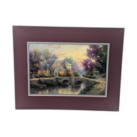 Vintage Thomas Kinkade Lamplight Manor Matted Print: Painter of Light Cottage Art