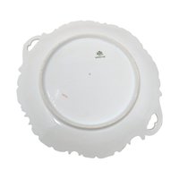 Vintage German Porcelain Handled Serving Plate: Pink and Gold Floral Scalloped Dish