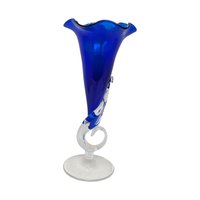 Vintage 1989 Handmade Art Glass Vase: Signed Cobalt Blue Jack in the Pulpit