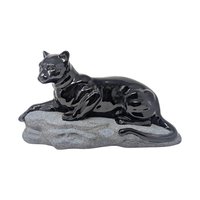 Vintage 1994 Hand-Painted Ceramic Black Panther: Sue B Signed Wildlife Figurine